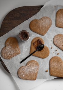 heart shaped christmas cookies with jam