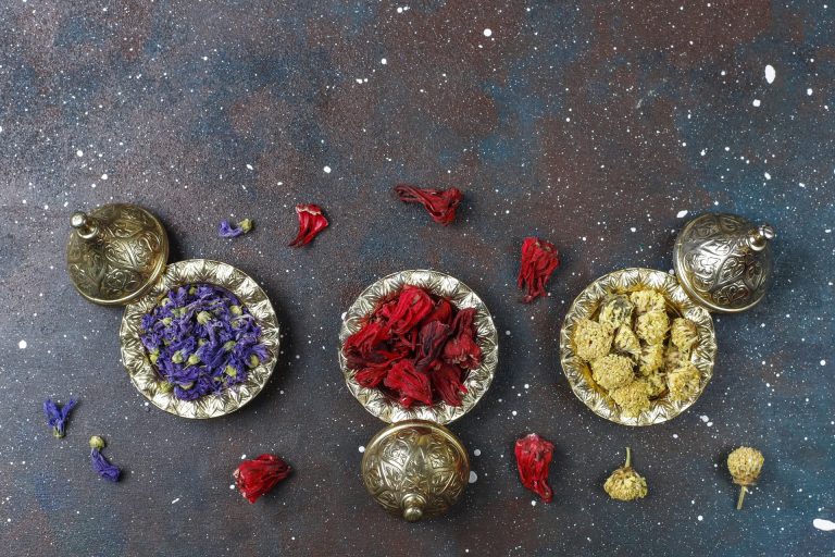 morrocan spices and herbs in dishes